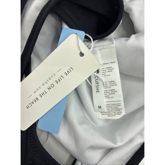 Cupshe Womens Size M One Piece Swimsuit Gingham Ruffle Black Monokini Swimwear - Picture 5 of 6